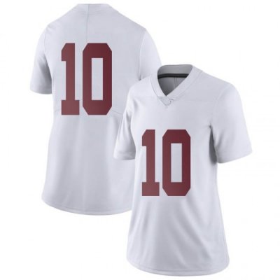NCAA Women's Alabama Crimson Tide #10 Mac Jones Stitched College Nike Authentic No Name White Football Jersey NA17F72LK